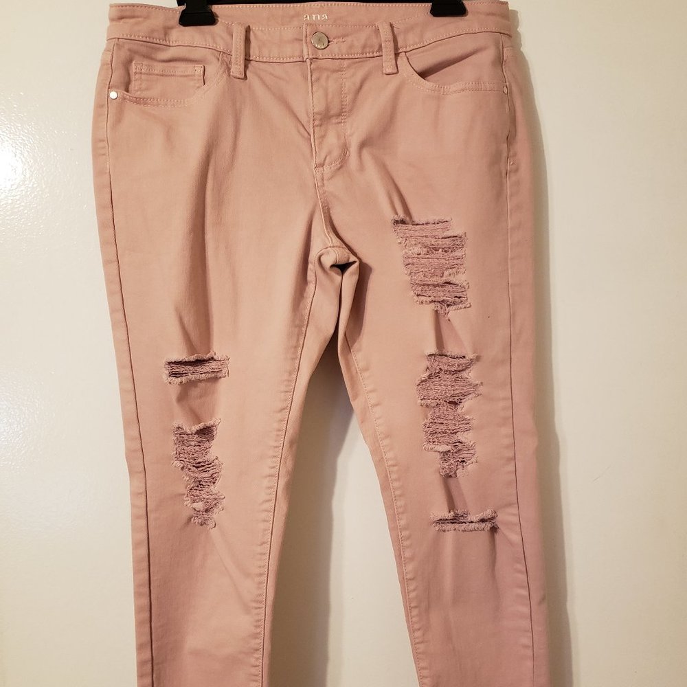 a.n.a  Pink Distressed Ankle Pants Size 10